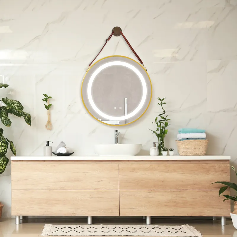 Specchio LED da Parete Picerno Cornice Dorata pro.tec