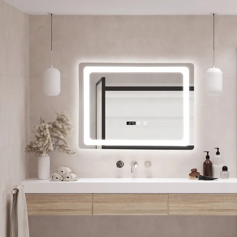 Specchio LED da Parete Casoli Multifunzionale Cornice Argentata pro.tec