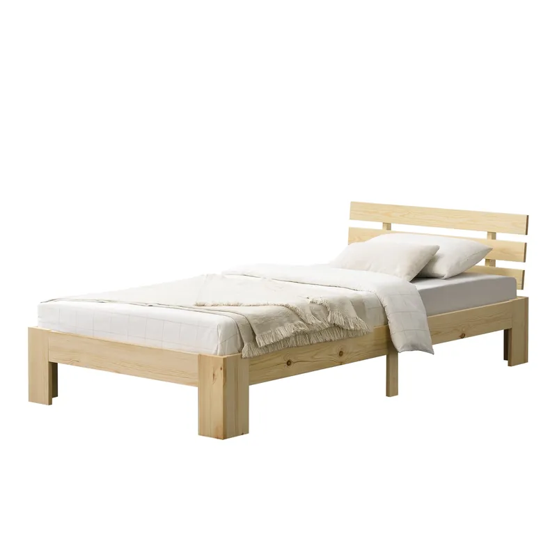 Struttura Letto in Legno di Pino con Testiera 90\\/100\\/120\\/140\\/160\\/180 x 200 cm Letto Singolo \\/ Francese \\/ Matrimoniale in Stile Moderno - Vari Colori