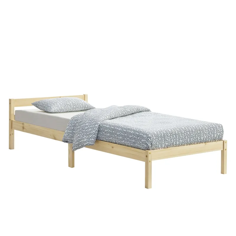 Struttura Letto in Legno di Pino 90\\/100\\/120\\/140\\/160 x 200 cm con Testiera Bassa Letto Singolo \\/ Francese \\/ Matrimoniale in Design Minimal - Vari Colori