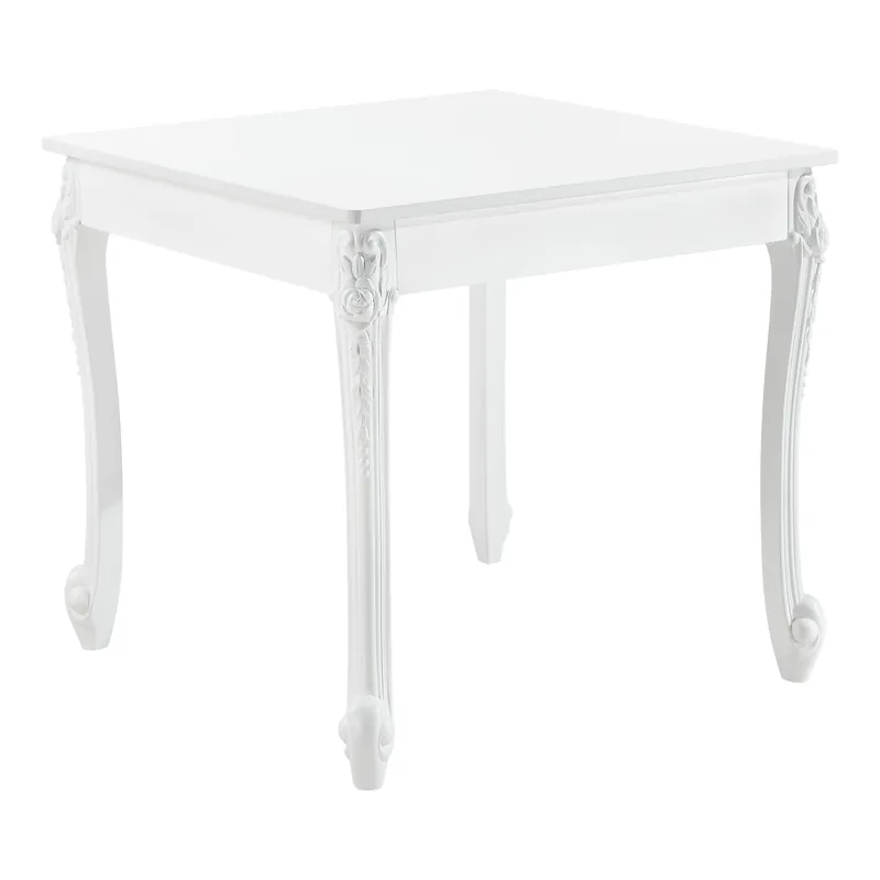 Tavolo da Pranzo Bianco in Stile Barocco con Decoro Floreale Tavolo Quadrato con Gambe di Plastica Tavolo da Sala Pranzo Fino a 2\\/4 Posti - Varie Misure