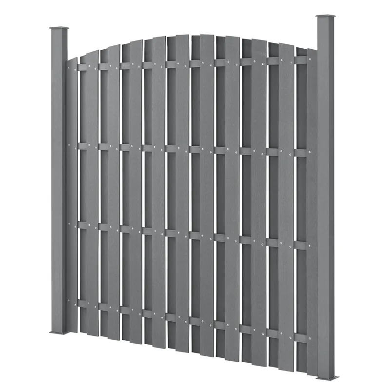Steccato ad Arco con Doghe e Colonne in WPC e Base in Acciaio 185 x 193 cm - NEU.HOLZ