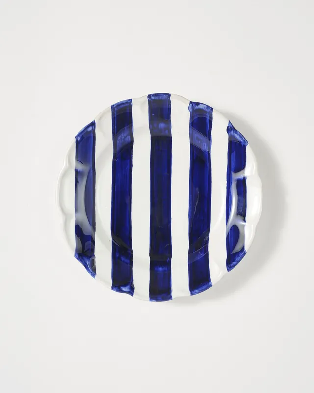 Righe Dessert Plate Blue