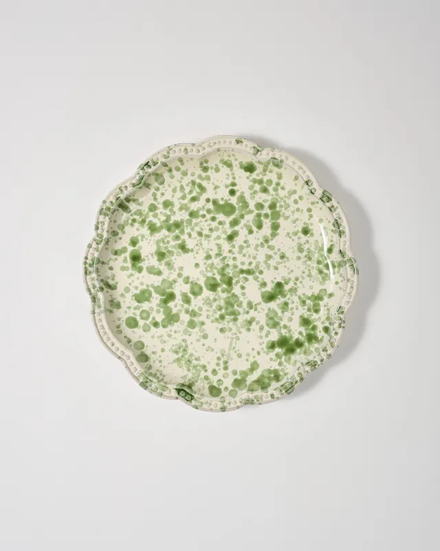 Speckled Dessert Plate, Green and White