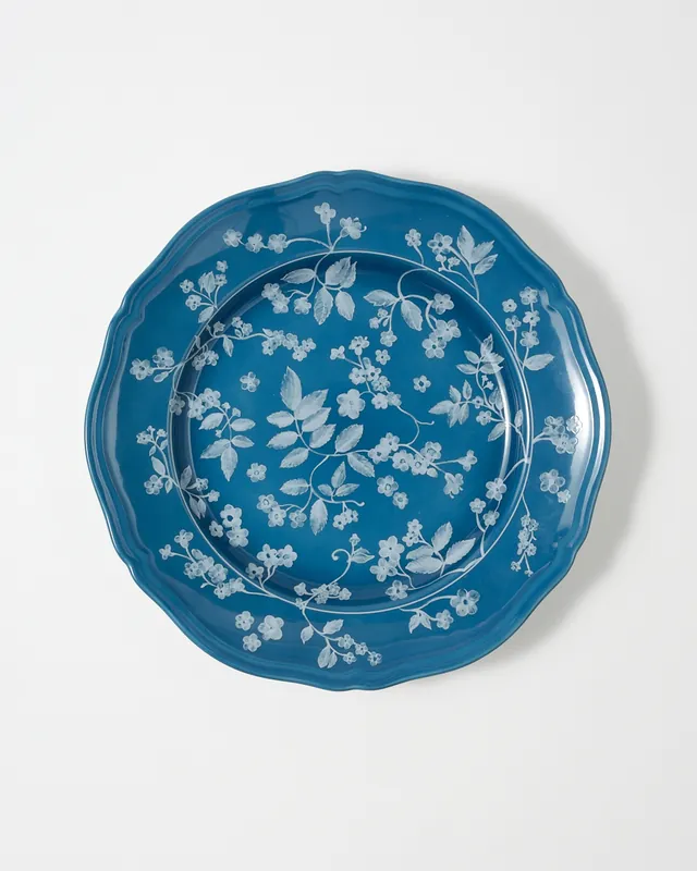 Floral Dinner Plate Petrol by Ginori 1735