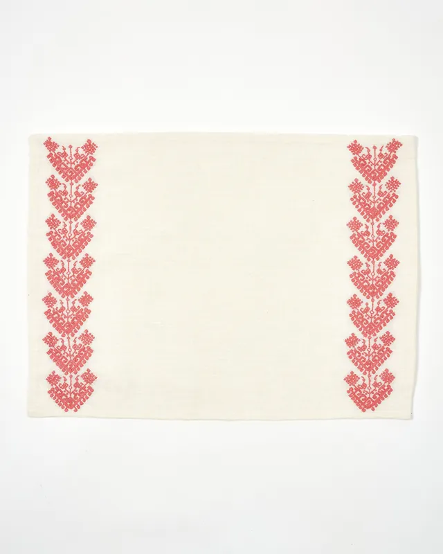 Schemata Embroidered Linen Placemat, Pink