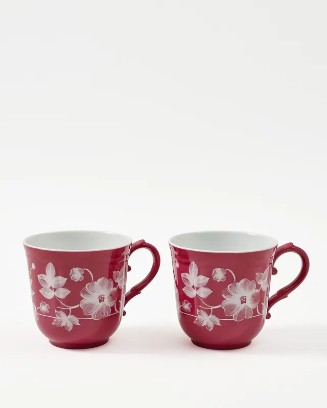 Floral Mug, Magenta (Set of 2) by Ginori 1735