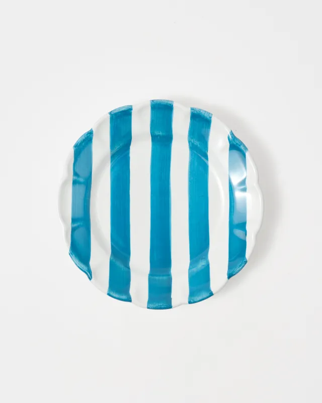 Righe Dessert Plate, Petrol