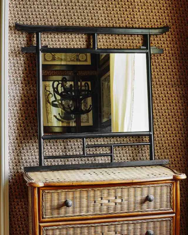Black Pagoda Style Mirror