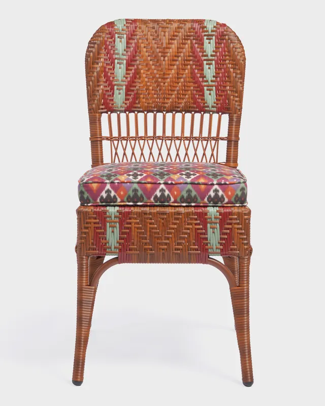 Bonacina x Cabana Sienna Chair Cognac, Schumacher Ikat Cushion
