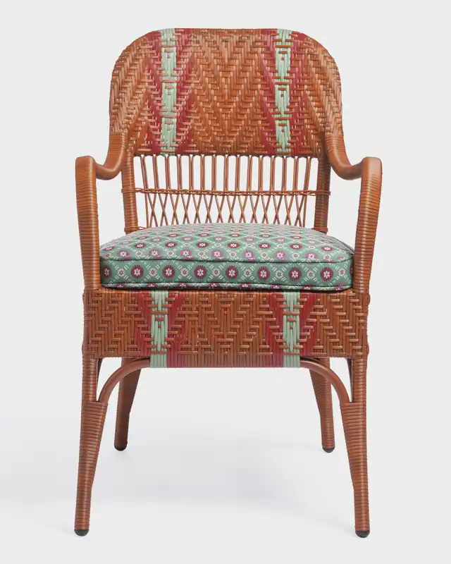 Bonacina x Cabana Sienna Dining Chair Cognac, Schumacher Larissa Jade Cushion