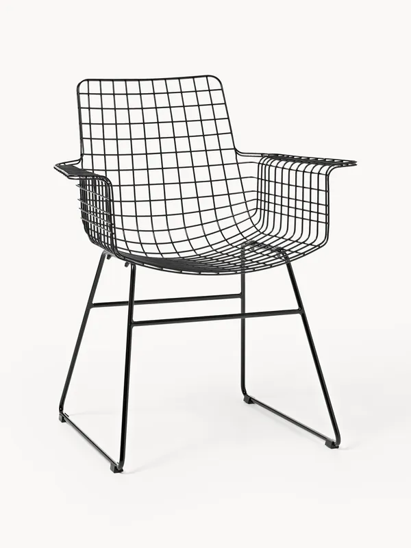 Sedia da pranzo con braccioli in metallo Wire