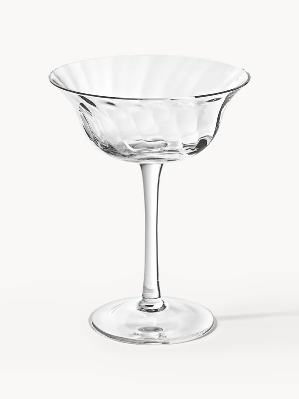 Set di 4 coppe da champagne in vetro soffiato Swirl