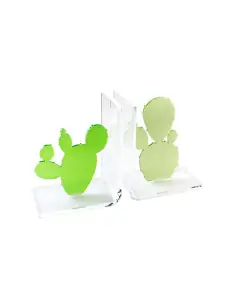Cactus - coppia fermalibri trasparente e verde