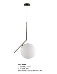 Sospensione Isotta bronzo vetro bianco satinato