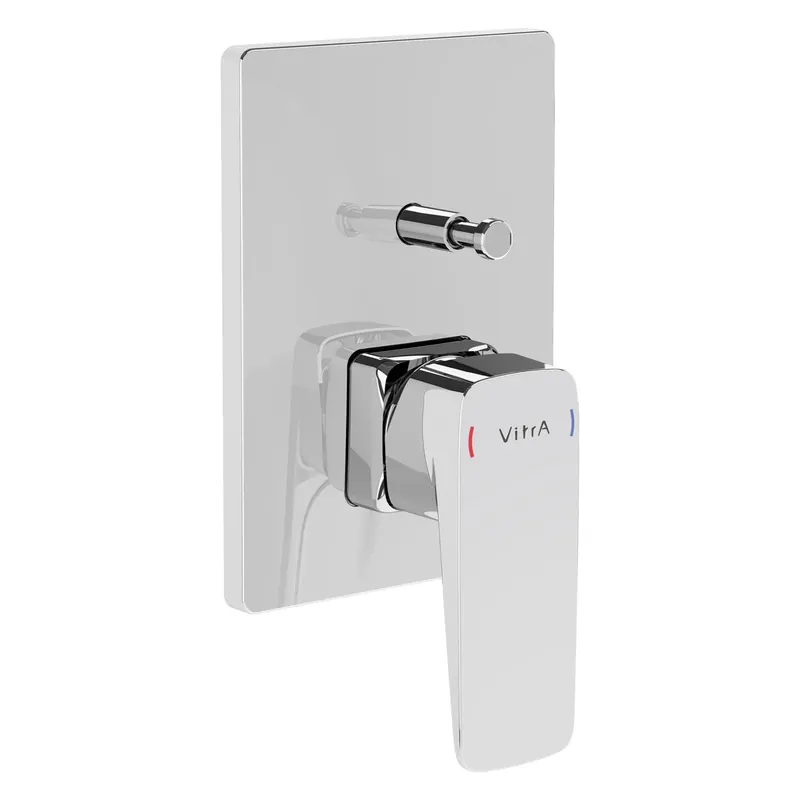 Piastra per miscelatore monocomando incasso doccia con deviatore cromato Root Square Vitra