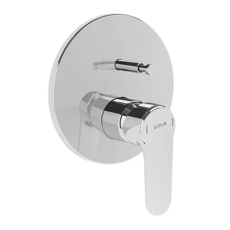 Piastra per miscelatore monocomando incasso doccia con deviatore cromato Root Round Vitra