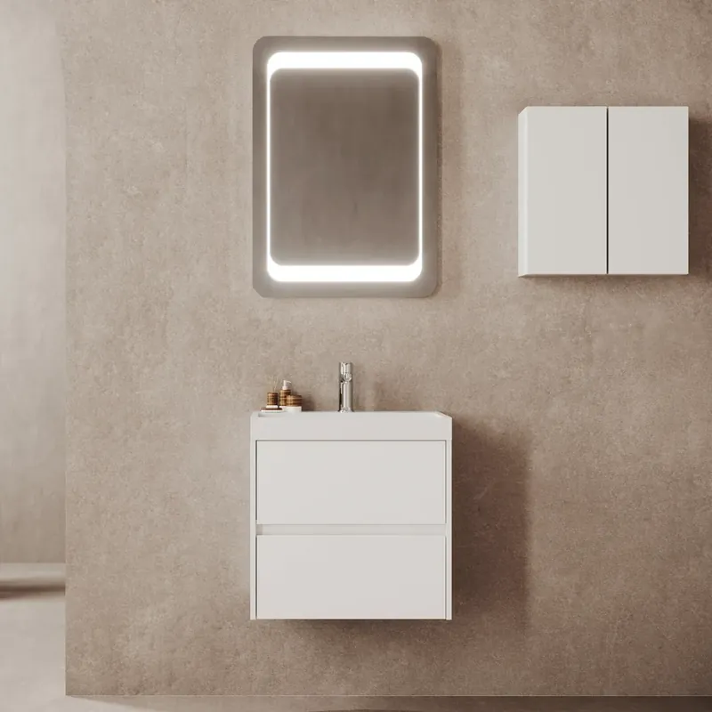Mobile bagno sospeso due cassetti e lavabo in resina 60 cm Portofino Savinidue