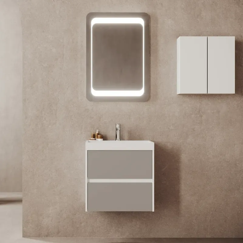 Mobile bagno sospeso due cassetti e lavabo in resina 60 cm Portofino Savinidue