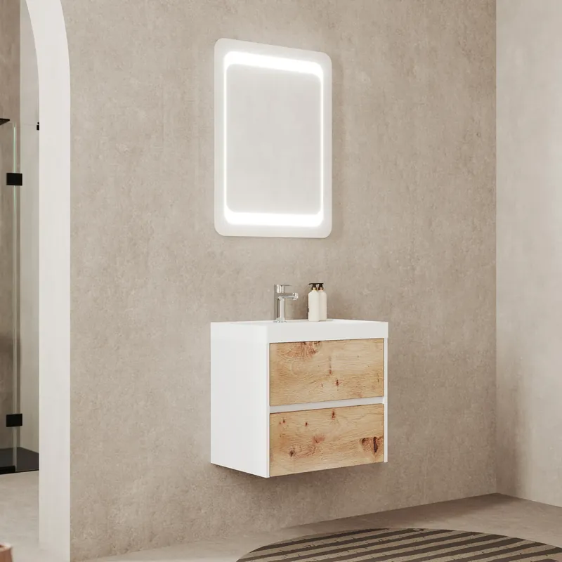 Mobile bagno sospeso due cassetti e lavabo in resina 60 cm Portofino Savinidue