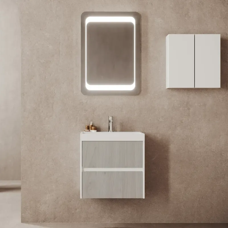 Mobile bagno sospeso due cassetti e lavabo in resina 60 cm Portofino Savinidue