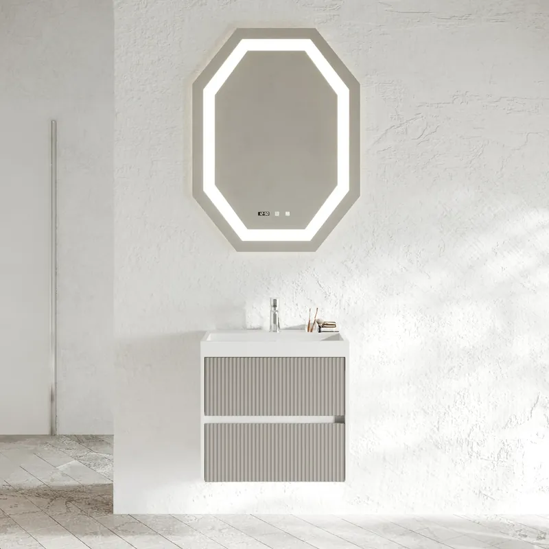 Mobile bagno sospeso due cassetti cannettati e lavabo in resina 60 cm Portofino Savinidue