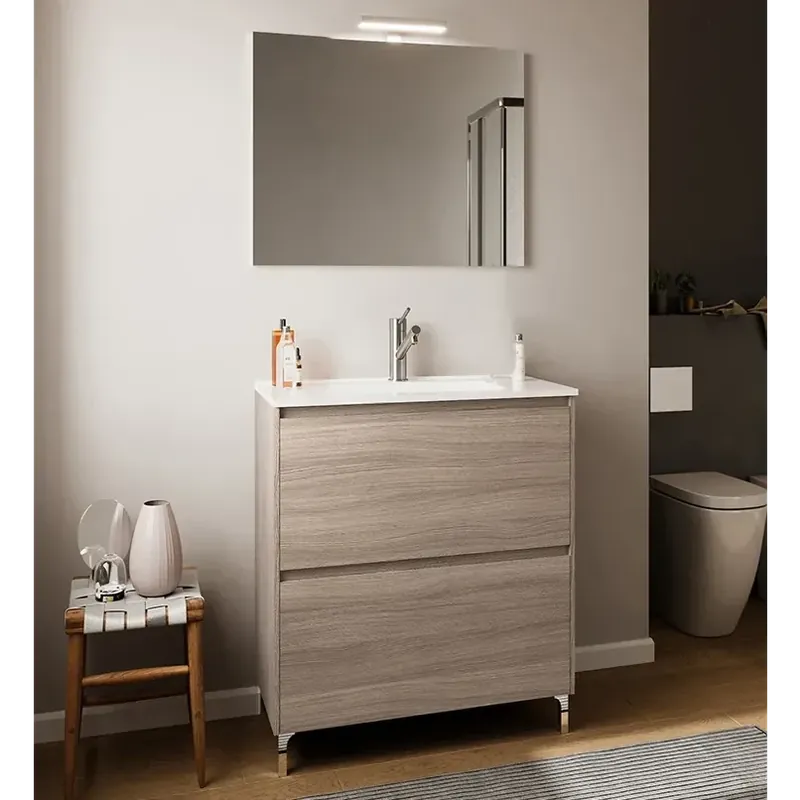Mobile bagno a terra con lavabo specchio luce 2 cassetti Lisbona Savinidue