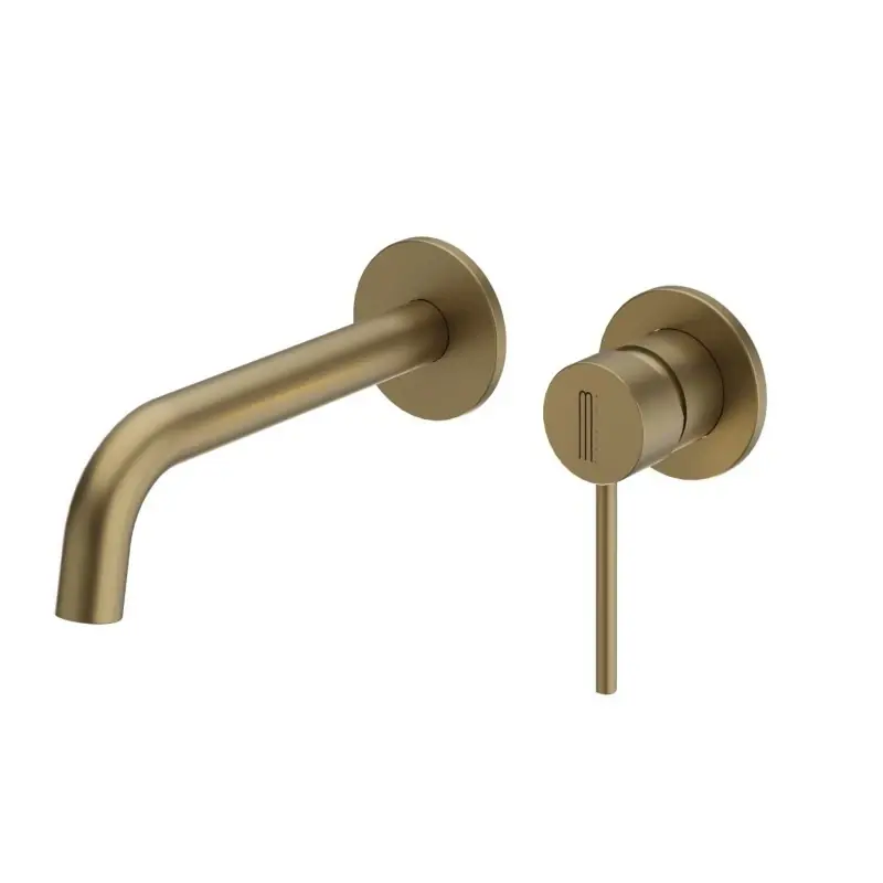 Miscelatore monocomando lavabo a parete da incasso oro satinato Jazz Morini
