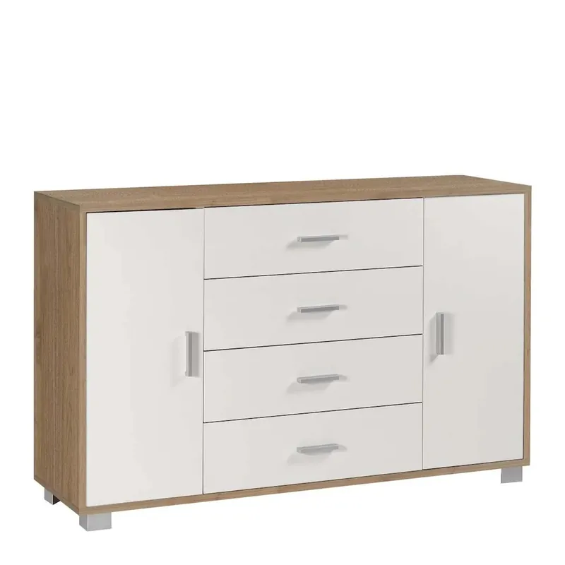 Mobile cassettiera in kit Sarmog 4 cassetti 112x70x41 cm noce-bianco