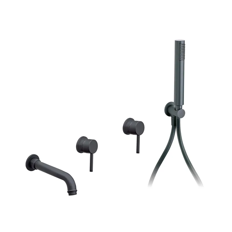 Miscelatore vasca incasso a parete Nicole 50x19x5,5 cm nero opaco