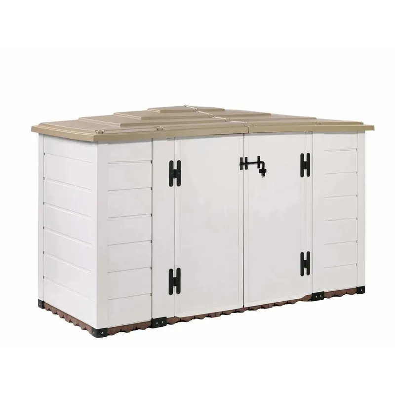 Box da giardino in PVC porta bici EVO 200 bianco/tortora 212x88x133 cm