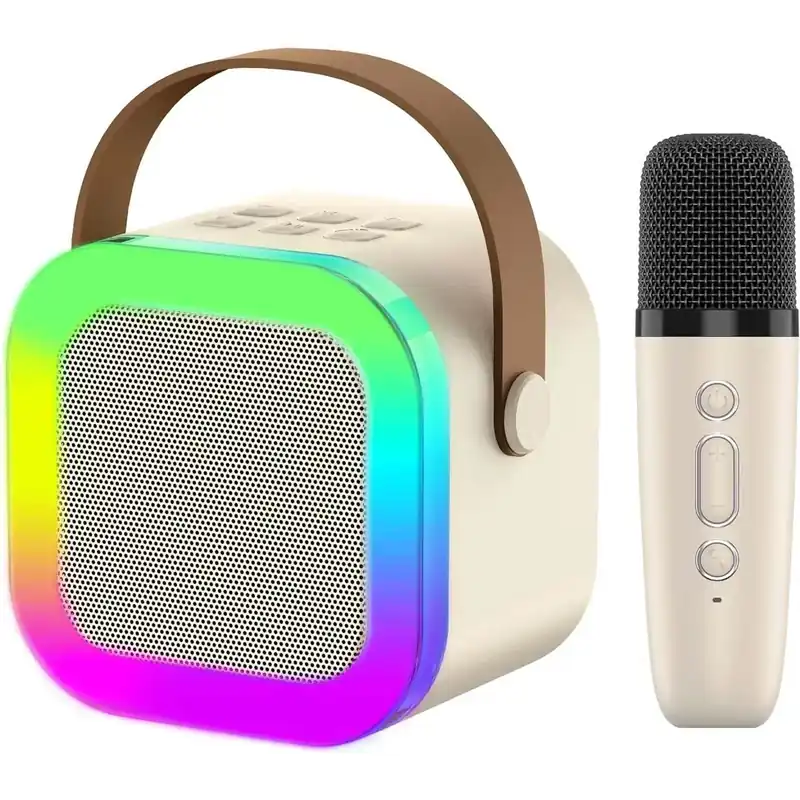 Cassa Bluetooth con luci LED e supporto Micro SD beige