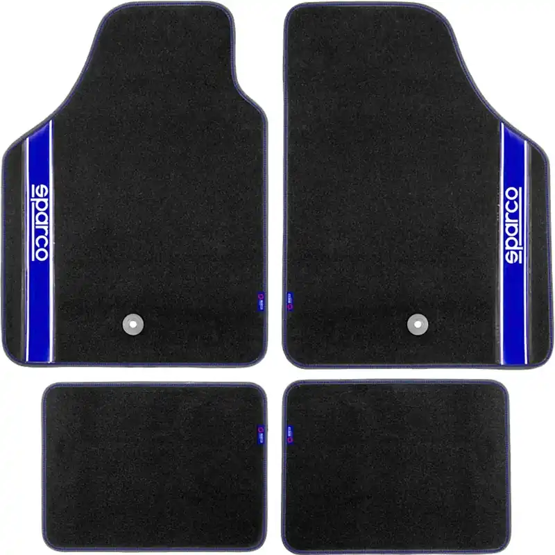 Tappeti auto Sparco in moquette nero e blu set 4 pz