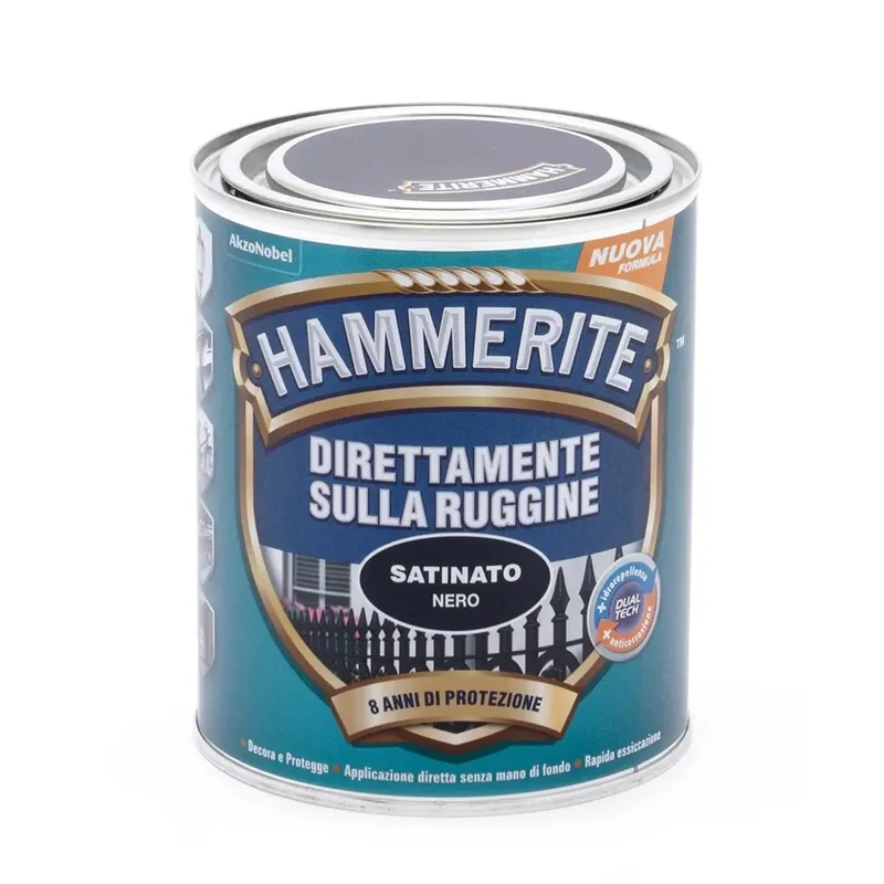 Smalto a solvente satinato Hammerite nero 0,75 l