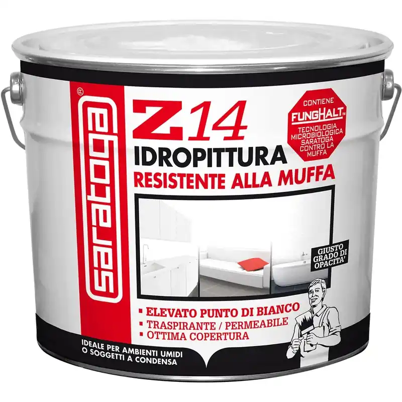 Idropittura Traspirante Saratoga resistente alla muffa Z 14 bianco 10 l