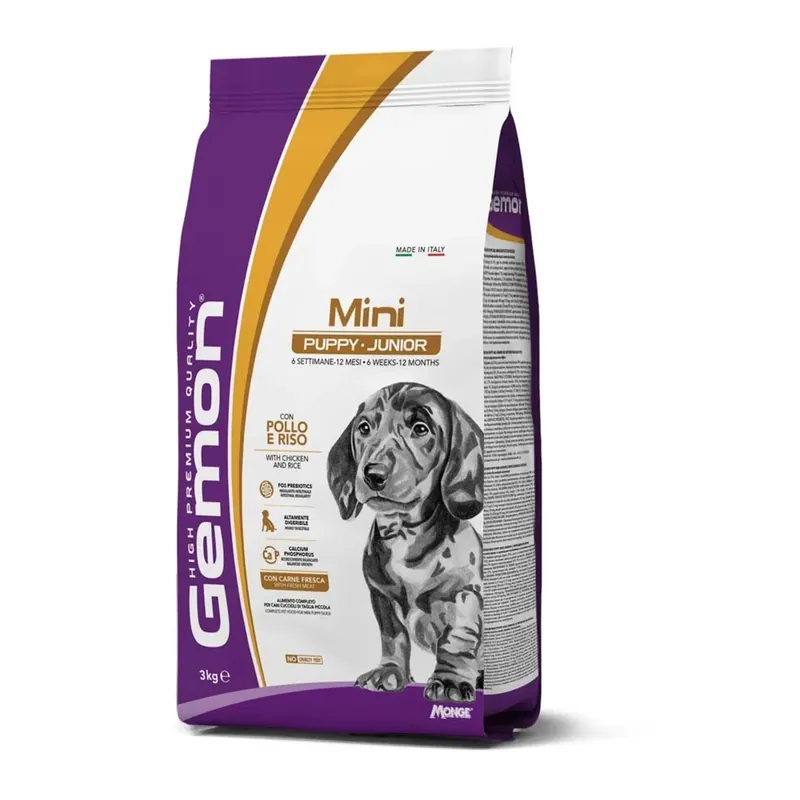 Cibo secco per cani pollo e riso Gemon Mini Puppy e Junior 3 kg