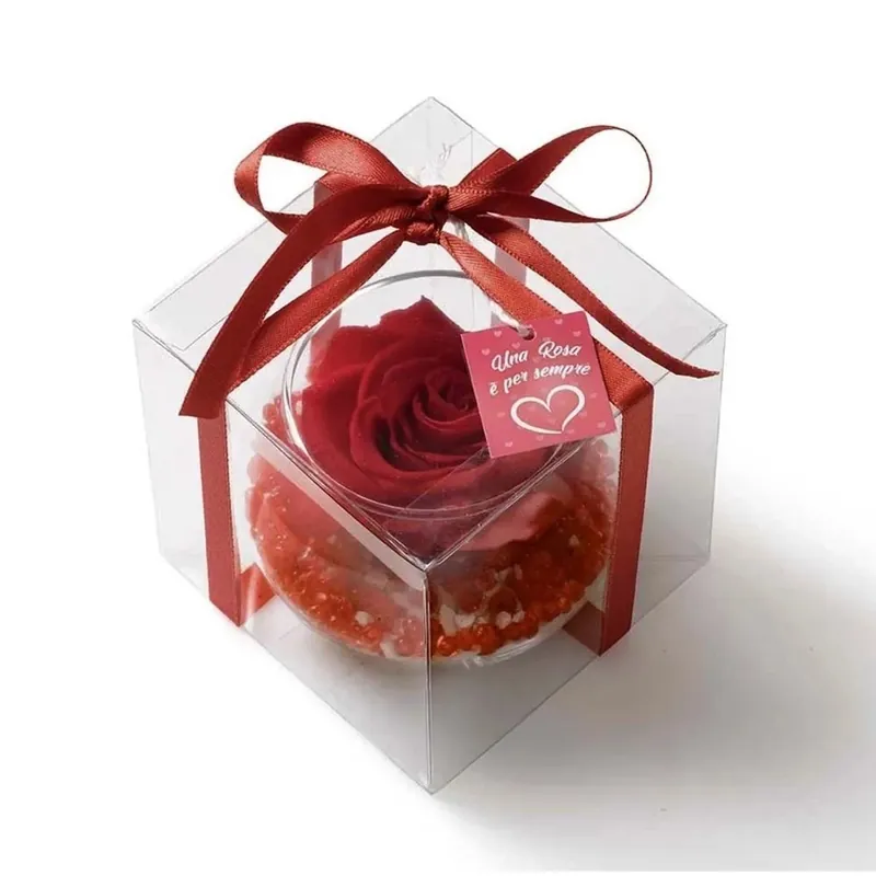 Composizione rosa stabilizzata 8x8 plexiglass