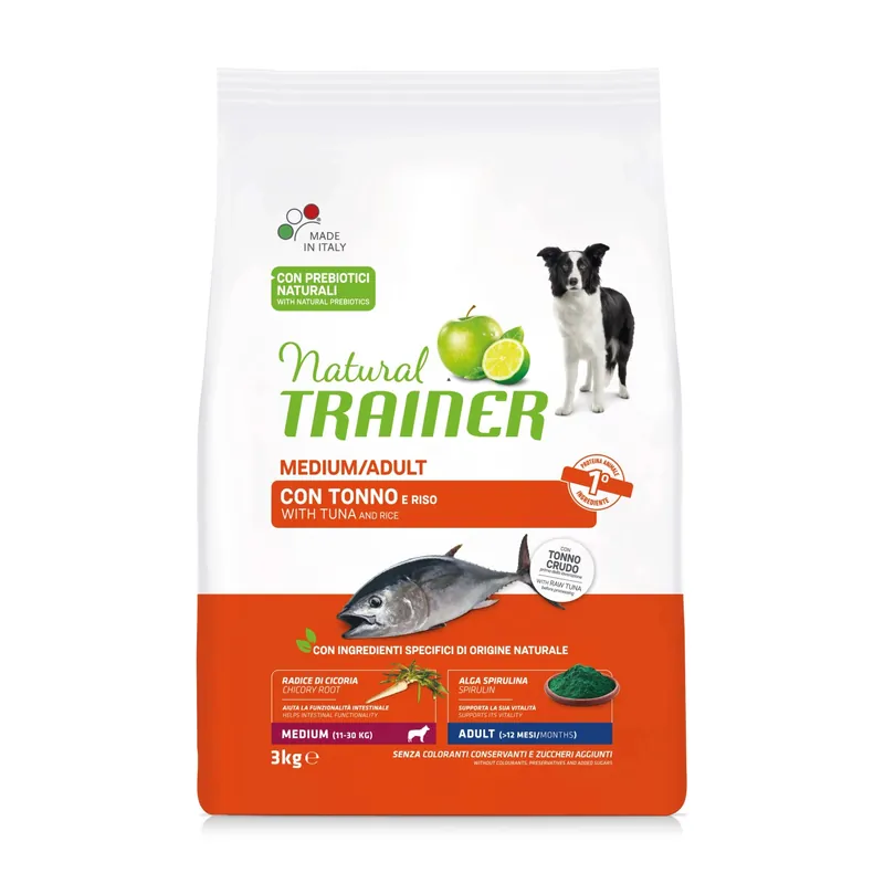 Cibo secco per cani Natural Trainer medium adult tonno 3 kg