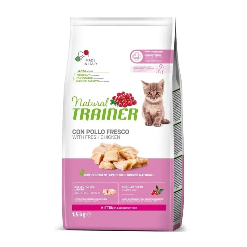 Croccantini per gatti Natural Trainer Kitten Pollo 1,5 kg