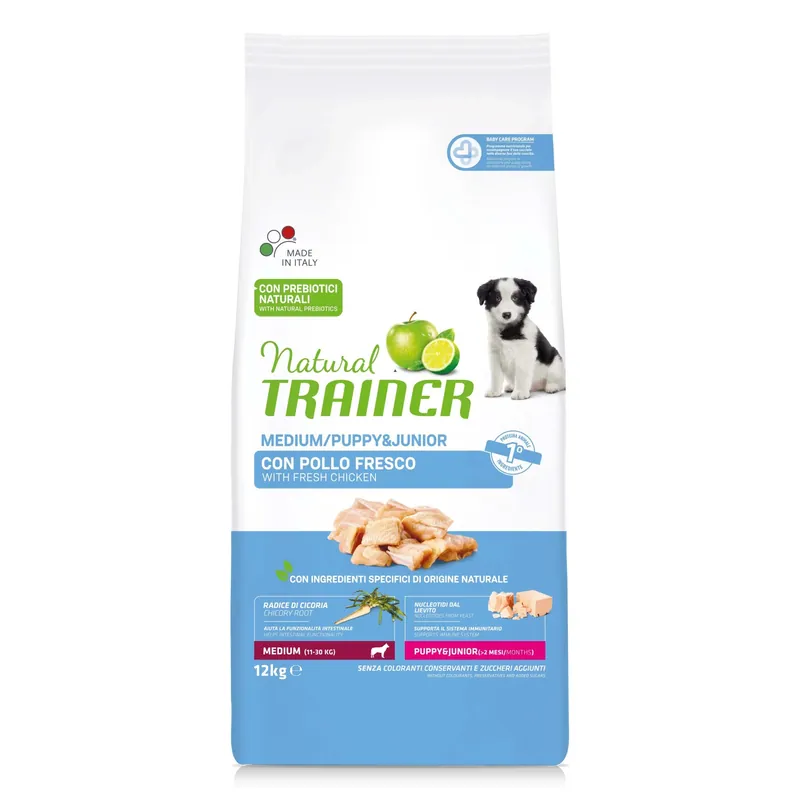 Cibo secco per cani Natural Trainer puppy&junior medium pollo