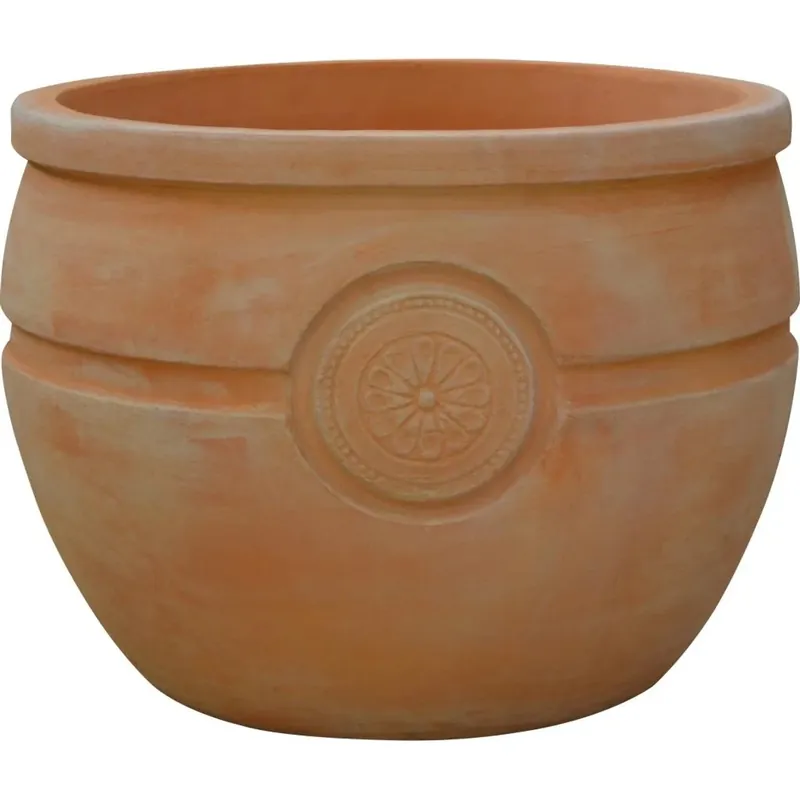 Vaso in terracotta con decoro rosone 48x48x35 cm