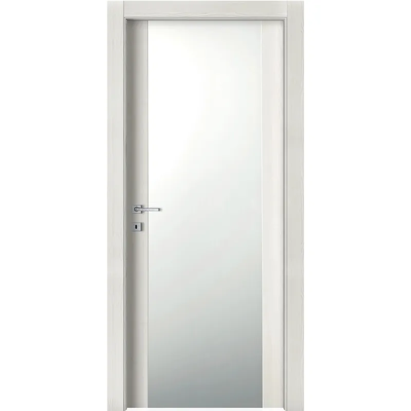 Porta battente vetrata reversibile Manaslu acero neve 210x70 cm