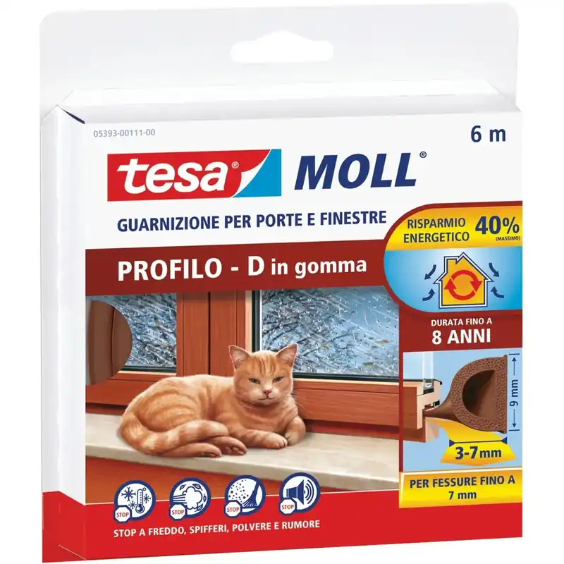 Profilo "D" marrone 6 m x 9 mm