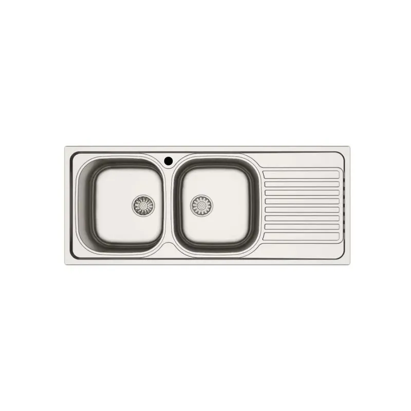 Lavello da incasso 2 vasche sx gocciolatoio dx 116x50 cm inox