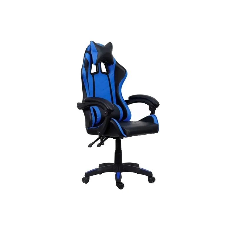 Sedia Gaming ergonomica in similpelle 65x63 H 115/125 cm blu e nero