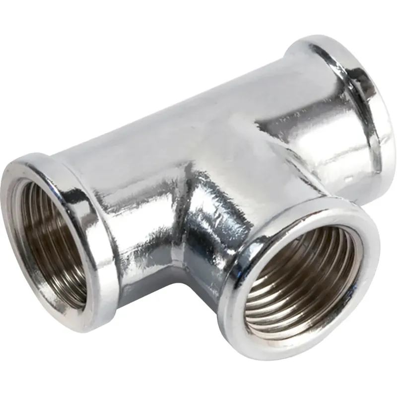 Raccordo "T" in ottone cromato 3/8`` FFF