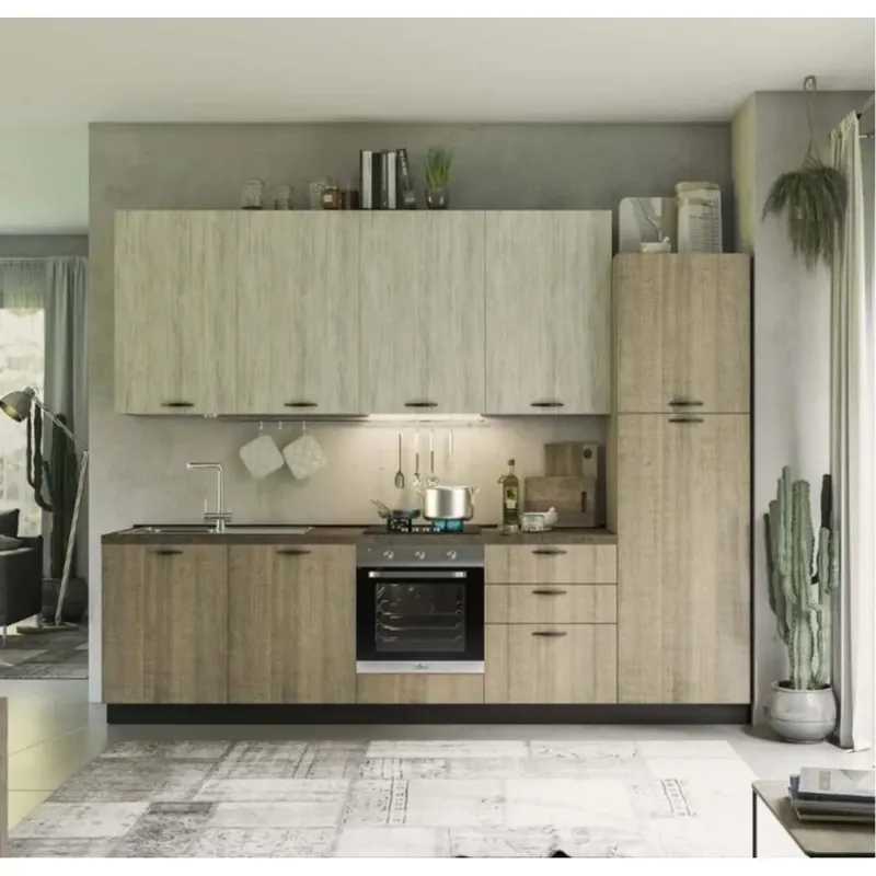 Cucina completa Rovigno 300 cm dx rovere grigio e bianco