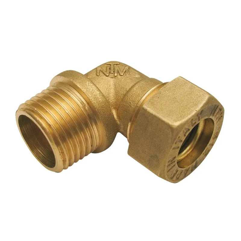 Raccordo Gomito maschio per acqua/gas in ottone dimensione 12mm x 1/2"