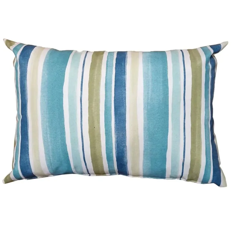 Cuscino bombato rettangolare arredo a righe azzurro 60x40 cm