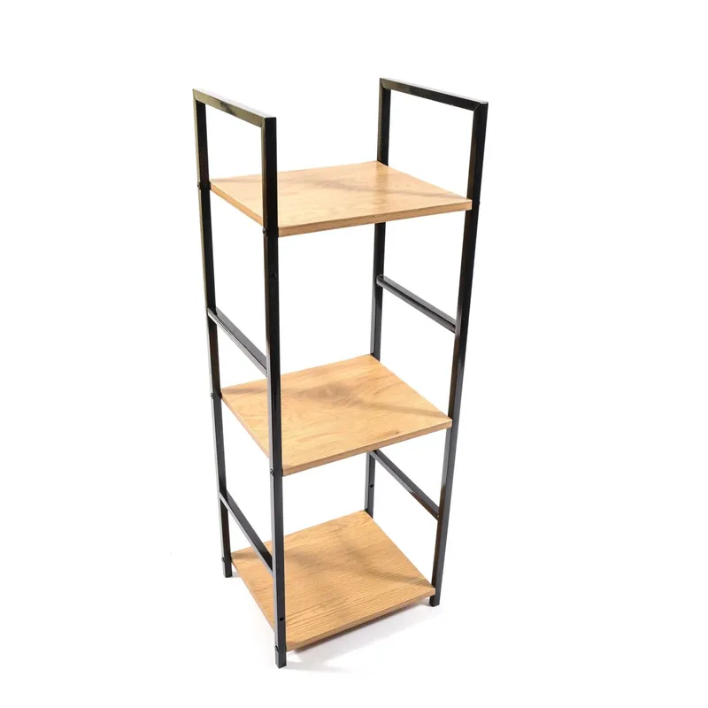 Mobile con 3 ripiani in legno e metallo 29x23,5x80 cm noce
